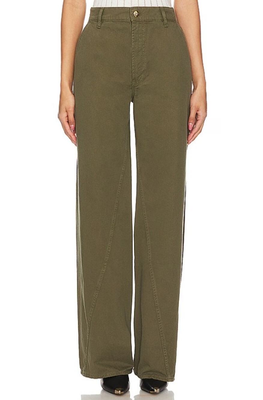 Anine Bing Relaxed Army Green Wide Leg Pants Size 25
